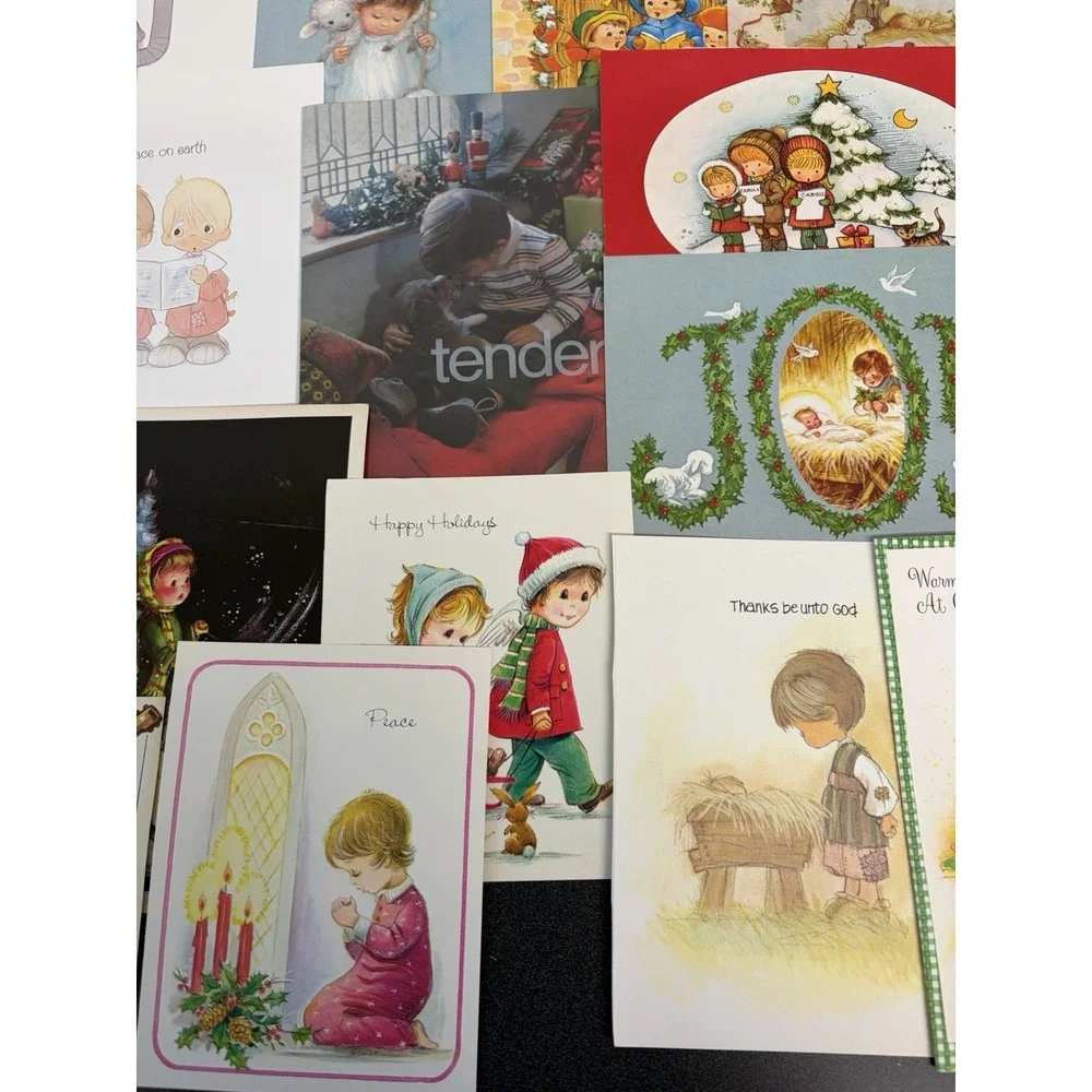 Vintage Christmas Cards Fronts ONLY Kids Children Scrapbooking Crafts Lot of 50+